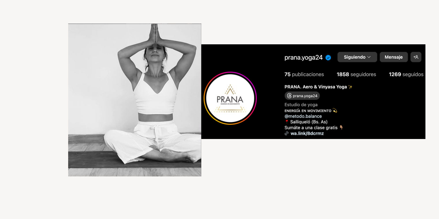 Instagram de Prana Aero y Vinyasa Yoga